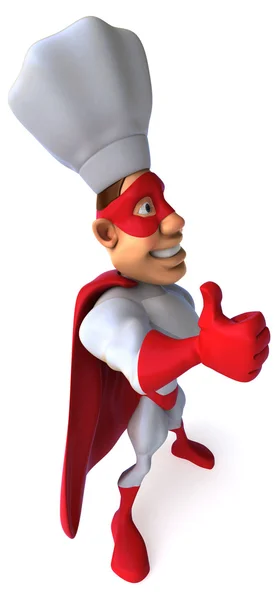 Divertente chef supereroe mostrando pollice in su gesto — Foto Stock