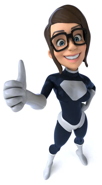 Fun superhero female with thumb up gesture — Stock Photo, Image