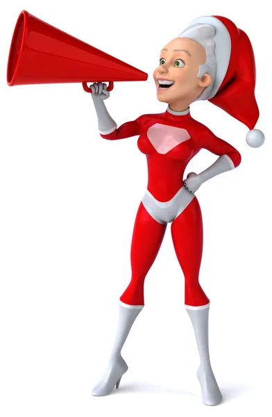 Santa Claus kvinna med högtalare — Stockfoto