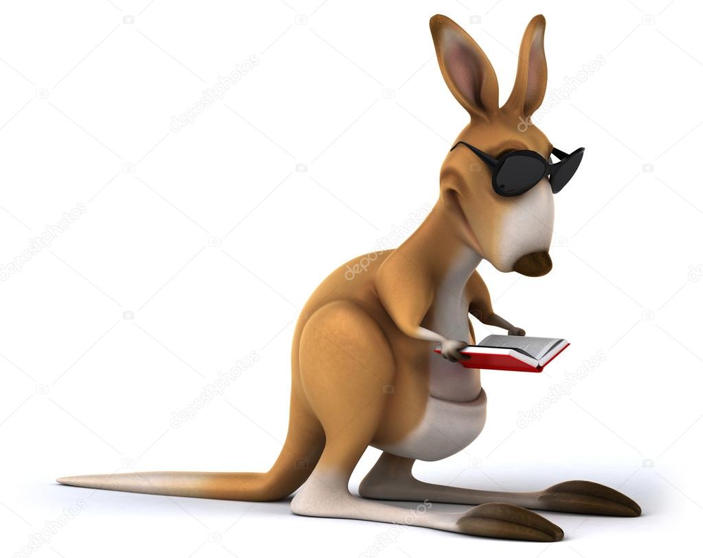 Fun kangaroo with book