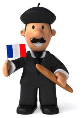 İş adamı ile Fransız bayrağı ve baget