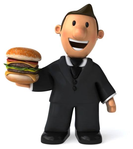 İş adamı ile burger — Stok fotoğraf