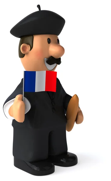 Biznesmen z francuska flaga i bagietki — Zdjęcie stockowe