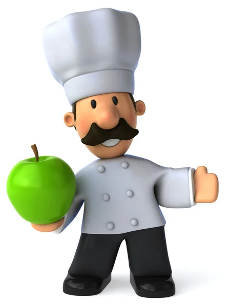 Chef with green apple — Stock Photo, Image