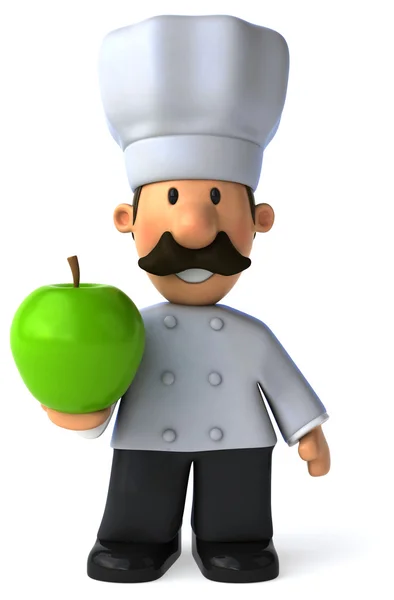Chef com maçã verde — Fotografia de Stock