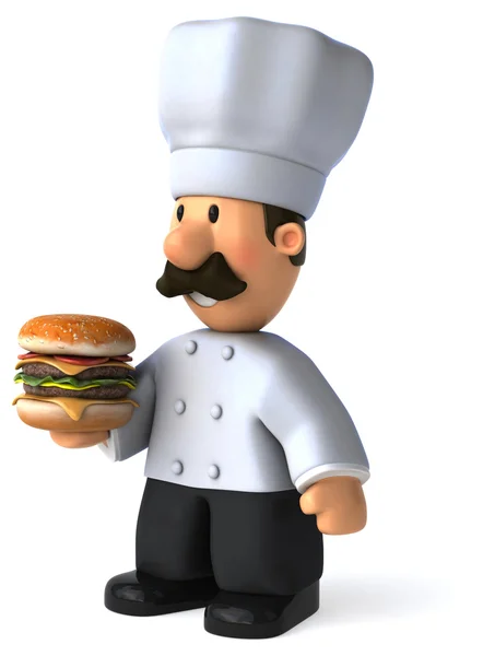 Leuk chef-kok met Hamburger — Stockfoto