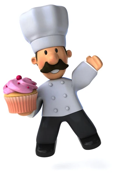 Leuk chef-kok met cupcake — Stockfoto