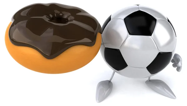 Cartoon fotboll bollen med donut — Stockfoto