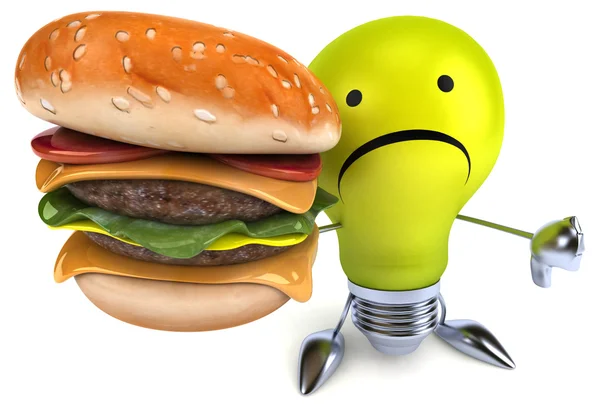Lâmpada divertida com hambúrguer — Fotografia de Stock