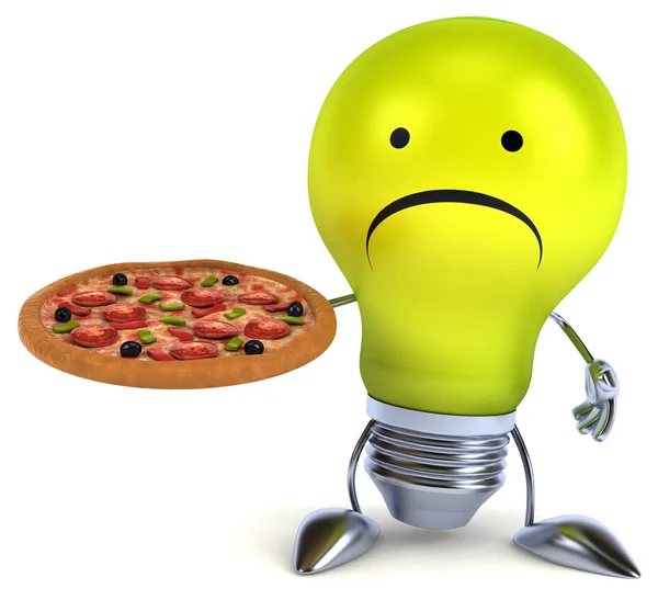 Fun light bulb with pizza — Stock Photo, Image