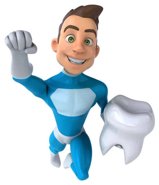 Super-herói divertido com dente — Fotografia de Stock