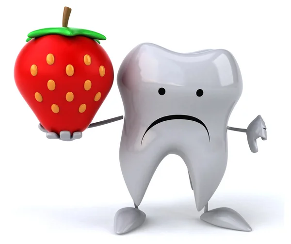 Fun tooth with strawberry — Stock Photo, Image