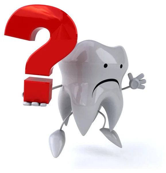 Fun tooth with question mark — Stock Photo, Image