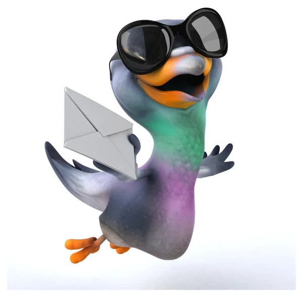 Fun pigeon with letter in sunglasses — Stock Photo, Image