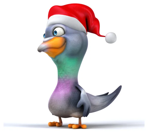 Zabawne gołębi w Santa czerwony kapelusz — Zdjęcie stockowe