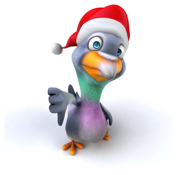 Noel Baba'nın kırmızı şapkalı eğlenceli güvercin — Stok fotoğraf