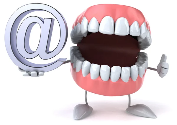 Fun teeth with email symbol — Stock Photo, Image