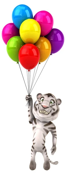 Fun tiger with balloons — Stock Photo, Image