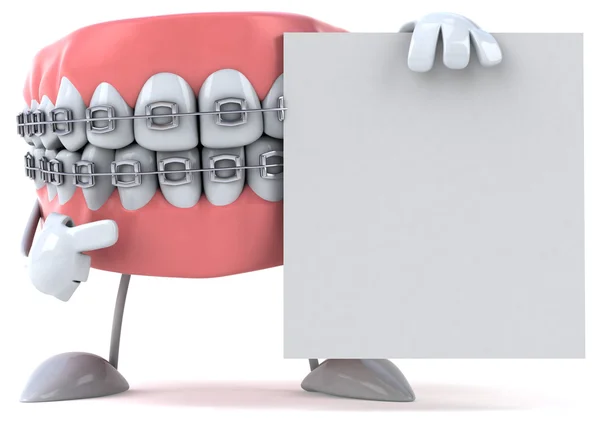 Dientes divertidos con tablero en blanco — Foto de Stock