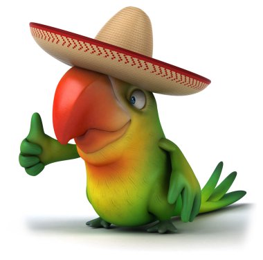 Fötr şapkalı eğlenceli papağan