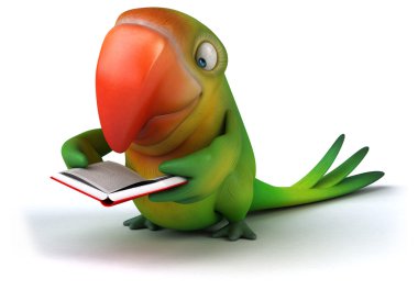 eğlenceli bir kitap ile papağan
