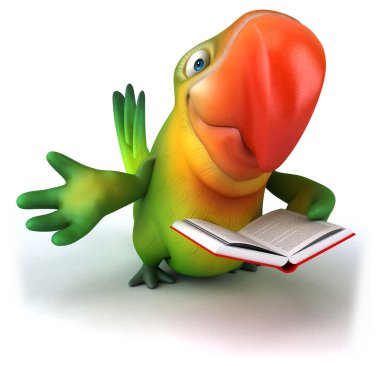 eğlenceli bir kitap ile papağan