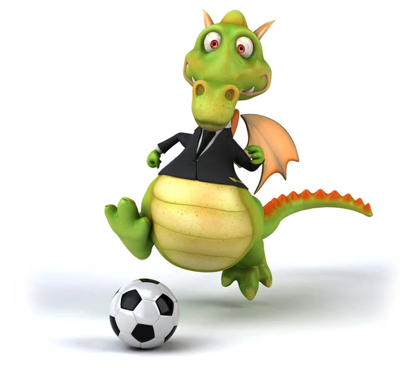 Dragon amusant avec ballon de football — Photo