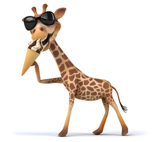 Fun giraffe  with ice cream — Stock Photo, Image