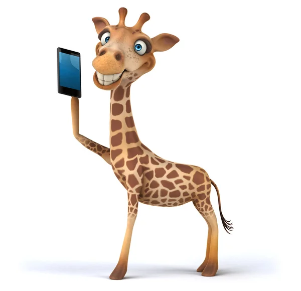 Girafe amusante avec téléphone intelligent — Photo