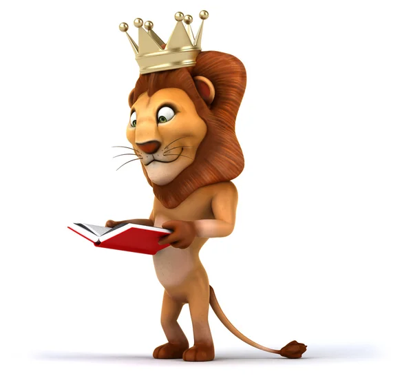 Lion amusant avec livre — Photo