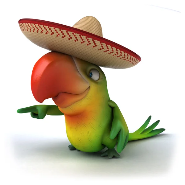 Fun parrot in sombrero hat — Stock Photo, Image