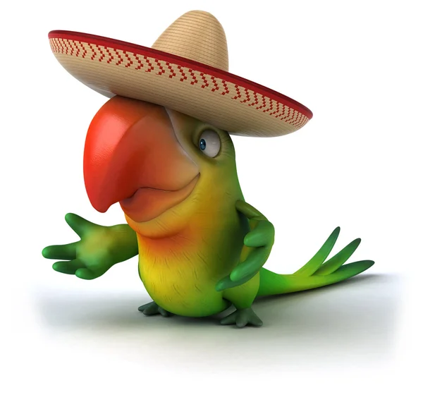 Fun parrot in sombrero hat — Stock Photo, Image