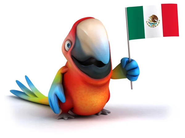 Fun parrot with Mexican flag — Stock Photo, Image