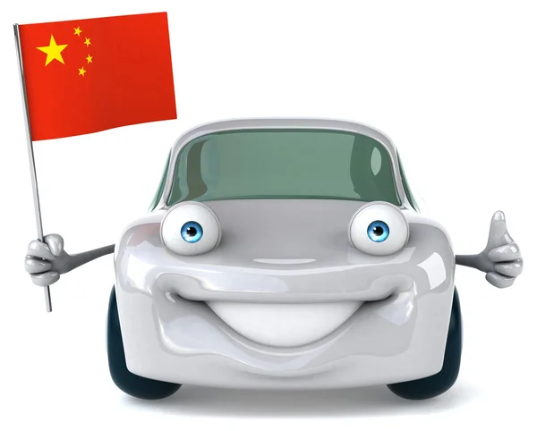 Carro divertido com bandeira da China — Fotografia de Stock