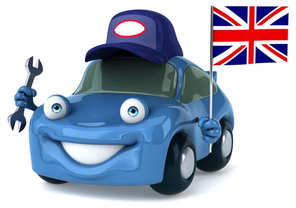 Voiture amusante avec drapeau britannique — Photo