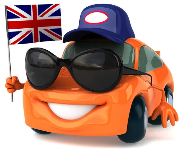 Divertido coche con bandera británica — Foto de Stock