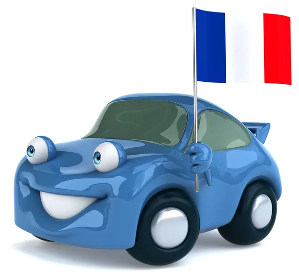 Voiture amusante avec drapeau de France — Photo