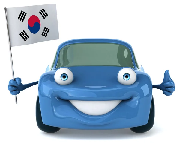 Διασκέδαση αυτοκινήτων με σημαία της Κορέας — Φωτογραφία Αρχείου