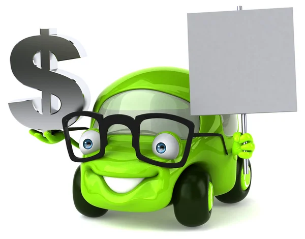 Fun car in glasses with dollar — Stock Photo, Image