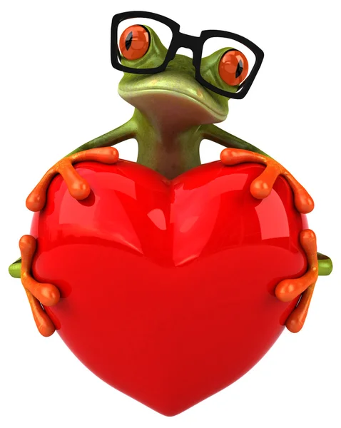 Grenouille amusante avec coeur rouge — Photo