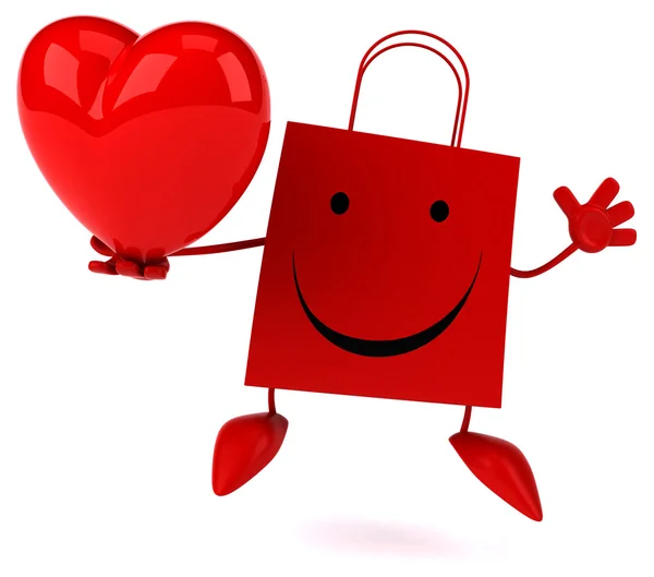 Shopping bag with heart — Stock Photo, Image