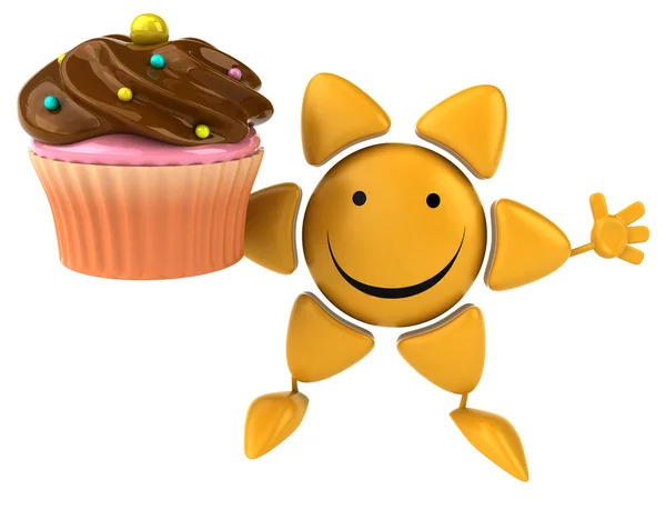 Sole divertente con cupcake — Foto Stock