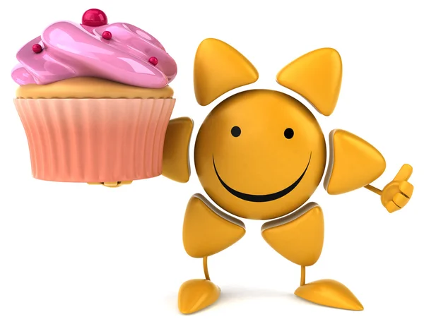 Sole divertente con cupcake — Foto Stock