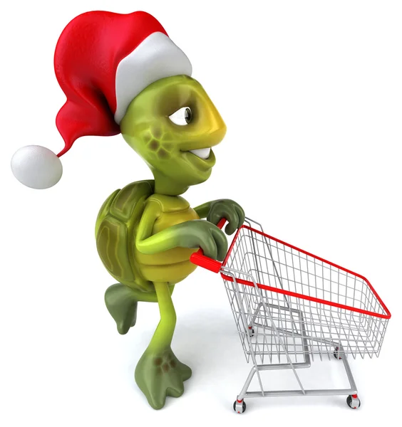 Fun turtle with shopping cart — Stock Photo, Image