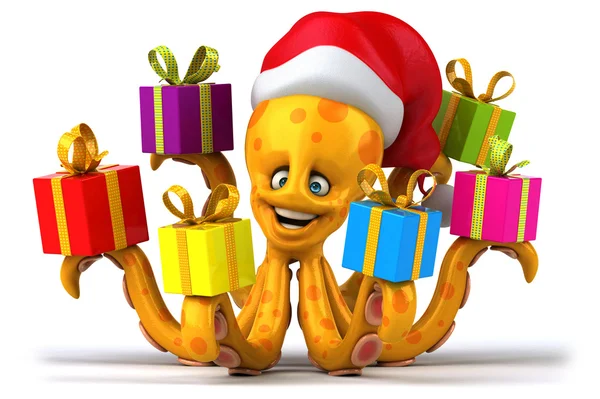 Fun octopus in Santa's hat — Stock Photo, Image