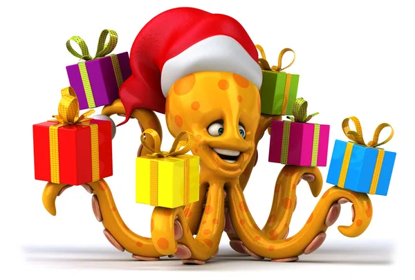 Zábavné chobotnici v Santa klobouk — Stock fotografie