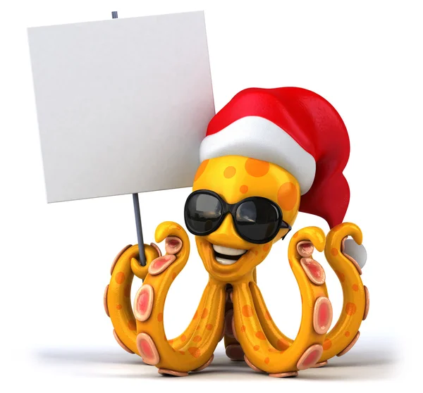 Zabawne ośmiornicy w kapelusz Świętego Mikołaja — Zdjęcie stockowe