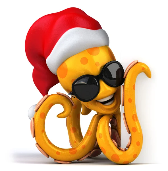 Pulpo divertido en el sombrero de Santa Claus —  Fotos de Stock