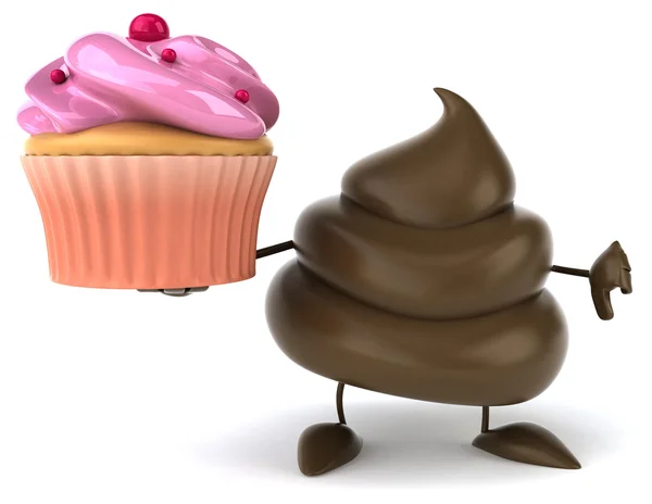 Fun poop with cupcake — Stock Photo, Image