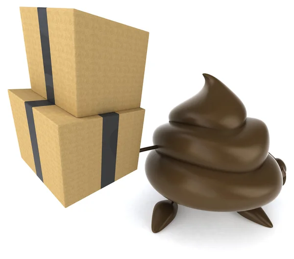 Fun poop with boxes — Stock Photo, Image